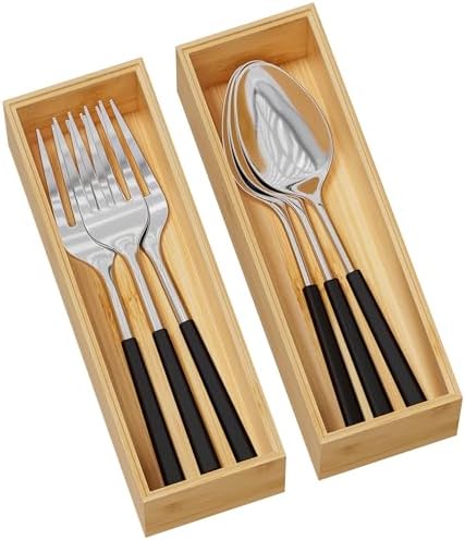 Bamboo Kitchen Drawer Organizer, Deep 2-Pack, 9" x 3" x 2.5" by Greatseas