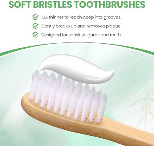 Daletu Bamboo Toothbrush Soft Bristle10-Pack, Biodegradable BPA Free Natural Toothbrush, Eco-Friendly, Wooden Organic Non-Plastic Travel Toothbrushes for Adults - Image 2