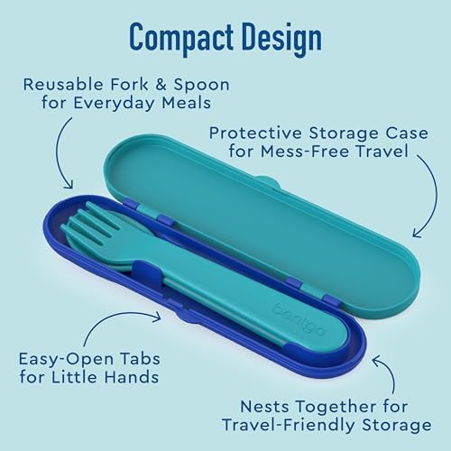 Bentgo Kids Plastic Utensil Set with Fork, Spoon, & Storage Case - Image 4