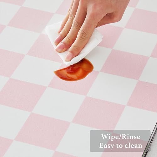 Ohocut Checkered Dish Drying Mat for Kitchen Counter, Coffee Bar Station Accessories, Retro Cute Aesthetic Girly Women Modern Absorbent Drainer Mat Kitchen Drying Mat Easy Clean, Pink 16" x 24" - Image 5