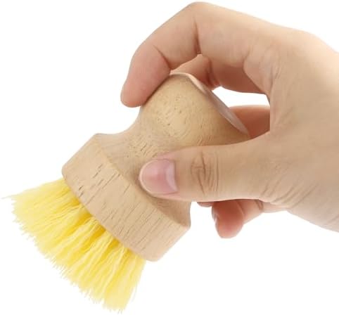 4-Pack Bamboo Dish Brush, Palm Brush Dish Scrubber with Nylon Bristles for Cleaning Pot, Pan, Kitchen Sink, Cookware & Vegetables - Image 5