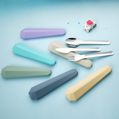 DEVICO Utensils for Lunch Box, 4Pcs Travel Silverware Set with Case, Blue - Image 6