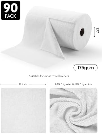 Fantasticlean Microfiber Cleaning Cloth Roll- 90 Sheets, 12" x 12" (White) - Image 5