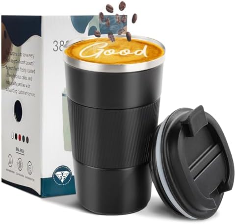 Insulated Travel Coffee Mug, Stainless Steel Coffee Cup with Leakproof Lid by YINBAOGE