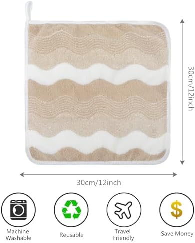 SINLAND Absorbent Coral Velvet Washcloth Ultra Soft Microfiber Face Towels 12 x 12 inch Multi-Purpose Face Cloths for Household and Sport - Image 2
