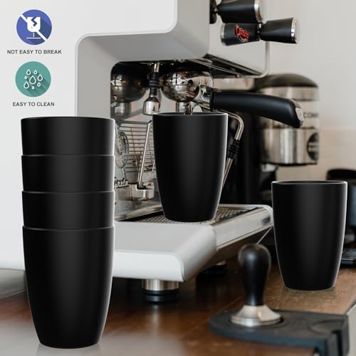 Wrova Wheat Straw Cups 6 PCS Good Alternative to Plastic Reusable Cups 20 oz Unbreakable Drinking Cup Reusable Dishwasher Safe Water Plastic Glasses Black - Image 4