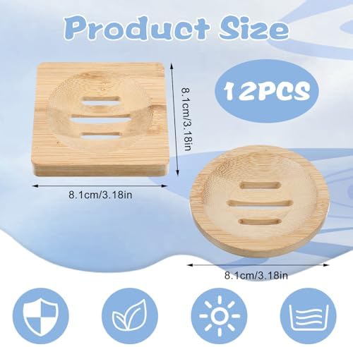 20Pcs Bamboo Soap Dishe 3 Inch Wooden Soap Tray Soap Holder Bar Soap Holder - Image 2