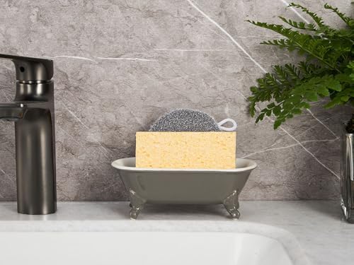 Ceramic Mini Clawfoot Bathtub Soap Dish,Bar Soap Holder,Stone Gray - Image 5