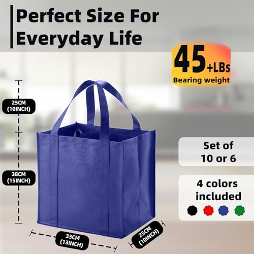 10 pack Reusable Grocery Bags,Thick Bottom-Shopping Bag for Groceries - Image 2