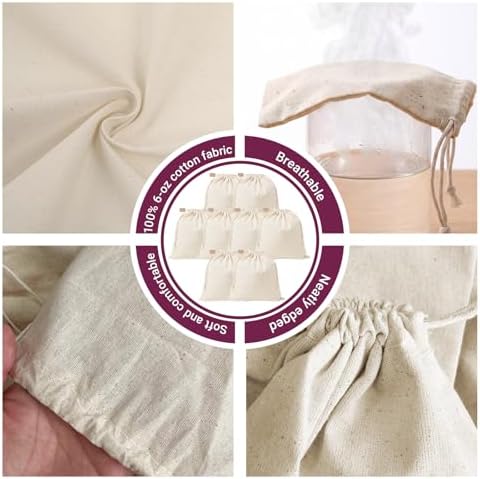 Set of 8 Ambrosia Cotton Produce Bags Drawstring Muslin - Image 4