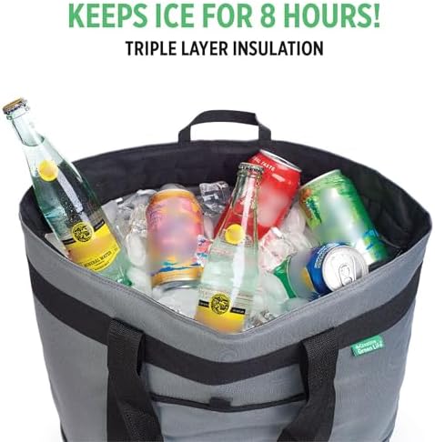 Jumbo Insulated Cooler Bag (Gray) with HD Thermal Insulation - Premium, Collapsible Soft Cooler Makes a Perfect Insulated Grocery Bag, Food Delivery Bag, Travel Insulated Bag, or Beach Cooler Bags - Image 3