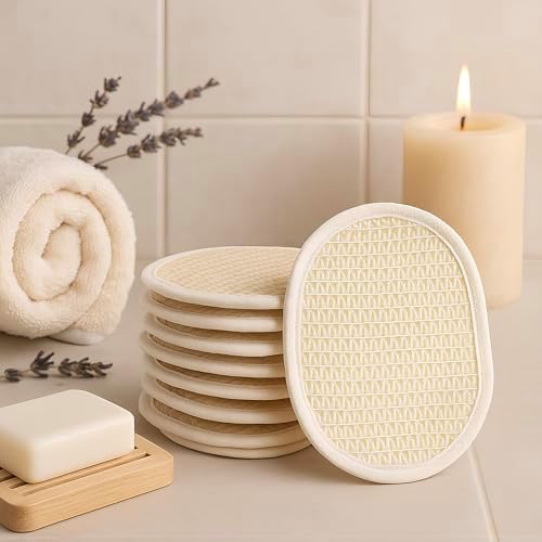 Natural Exfoliating Loofah Sponge – 10 Pack Soft Weave Facial & Body Pads – Gentle Sisal Bath Scrubber for Women & Men – Shower Skincare Exfoliator - Image 6