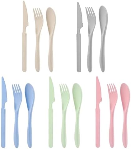 Zoyiancy 5 Sets Wheat Straw Cutlery Set, Reusable Flatware Set for Daily by ZoyiancyLifeButler