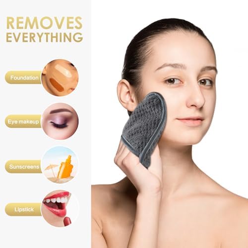 SINLAND Reusable Makeup Remover Pads Grey 6 Pack - Image 4