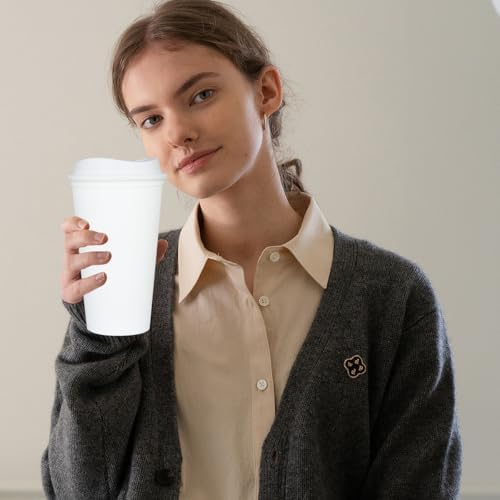 20 Pack Reusable Coffee Cups with Lids 16 oz Plastic Tumblers Travel Mug Iced Coffee Cup for Adults and Women Hot and Cold Drinks, Microwaveable (White) - Image 3