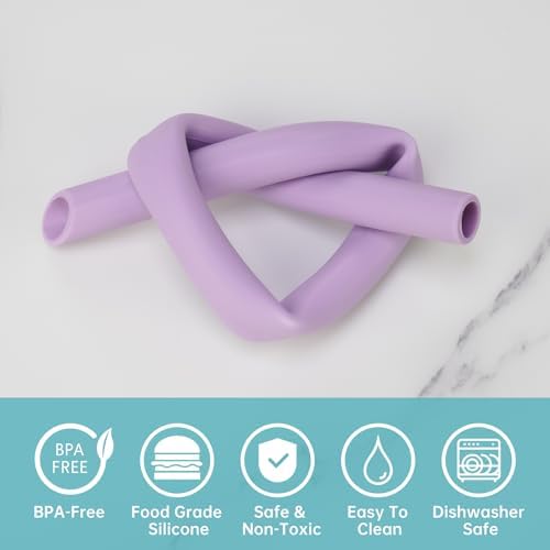 NiHome 6-Pack Wide Reusable Bent Silicone Straws for Smoothies, Milkshake - Image 4