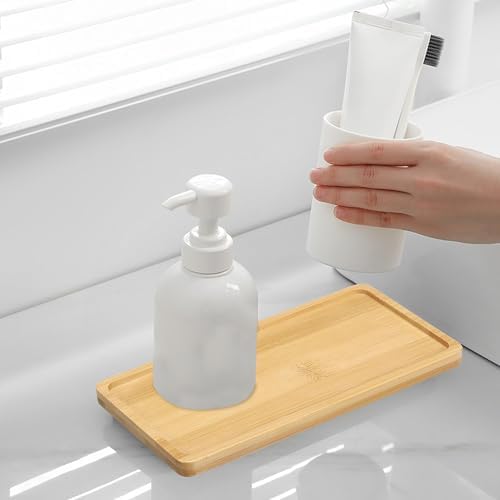 Bamboo Soap Tray, Bamboo Soap Dispenser for Bathroom CounterTop, Wooden Dish & Dispenser Tray Kitchen Holders, Dresser Jewelry Ring Dish, Holder Bathtub Organizer (Rectangle) - Image 6
