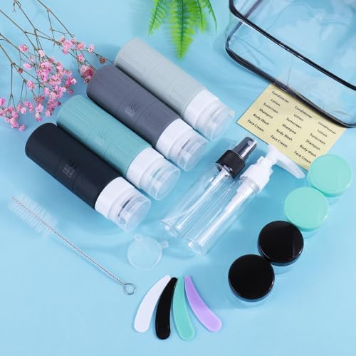 GLAMFIELDS Travel Bottles for Toiletries,TSA Approved 3.3oz Size LeakProof Silicone Toiletry Containers for Shampoo, Conditioner,Easy to Squeeze，Portable Travel Essentials for Lotion(18 Pack) Gray - Image 6