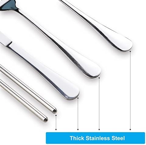 Portable Silverware Set with Case, Lengnoyp Travel Camping Utensils Set, Premium Stainless Steel Travel Cutlery Set - Image 5