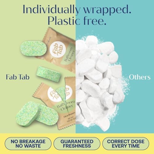 Fab Tab Bathroom Spray Cleaner Tablets, Plant-Based Formula, 20-Pack Refill - Image 5