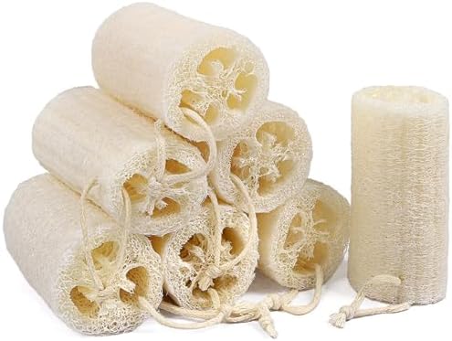7 Pack Natural Loofah Sponge Exfoliating Body Scrubber 5 Inch by Createjoya