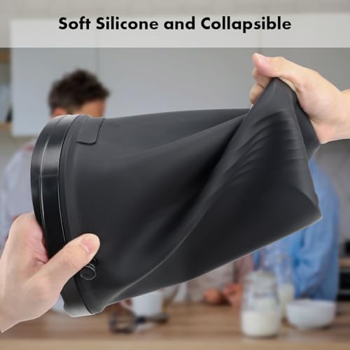 Mountable Silicone Collapsible Kitchen Compost Bin Under Sink, Surumer Hanging Trash Can with Lid for |Cupboard|Bathroom|Bedroom|Office|Camping, Indoor Compost Bucket, 2 Gallon Black - Image 2