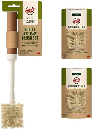 Scotch-Brite Greener Clean Bottle & Straw Brush Set with 2 Replaceable head by Unknown