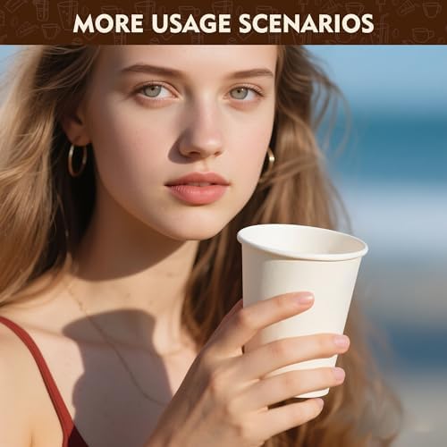 YEEHAW 16 oz 500 Pack White Disposable Paper Coffee Cups - Image 5