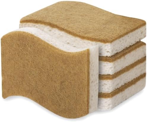 5 Pack Plant‑Based Kitchen Sponges, Biodegradable Dish Scrub Pads, White by Unknown