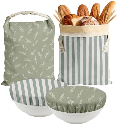 Britimes Reusable Bread Bags Set, Beeswax, XL, Zero Waste, Sage Green by Britimes