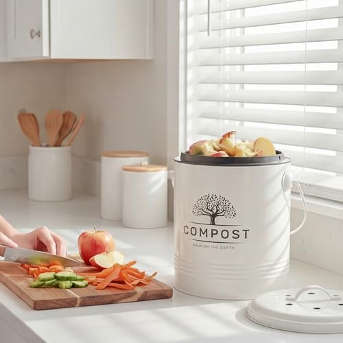 Perfnique 1.3 Gal Kitchen Compost Bin with Lid, Countertop Compost Caddy - Image 5