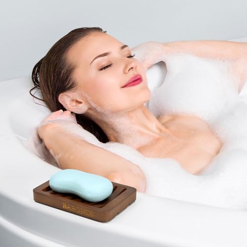 2 Pack FSC Bamboo Soap Holder, Slotted Self-Draining Dish, Walnut Style - Image 6
