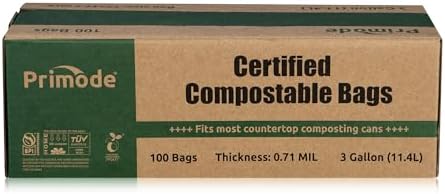 Compostable Bags, 3 Gallon Food Scraps Yard Waste Bags, 100 Count, Extra Thick 0.71 Mil. ASTMD6400 Compost Bags Small Kitchen Trash Bags, Certified By BPI And TÜV AUSTRIA - Image 2