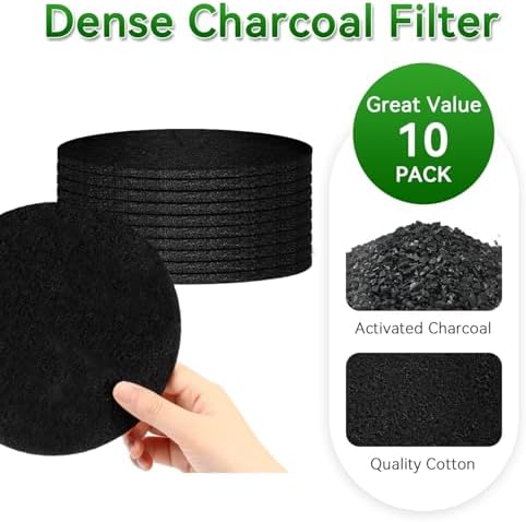 10 Pack Charcoal Filters for Compost Bucket, Compost Filters for Countertop Bin, Odor-Absorbing Activated Charcoal Replacement for Kitchen, Home Bucket Compost Bin Refill, 6.7 Inch - Image 4