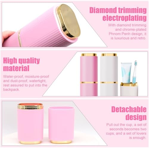 2 Pieces Toothbrush Case, Portable Toothbrush Travel Case Toothbrush Toothpaste Storage Box for Business Camping Travel or Daily Use (Pink+White) - Image 3