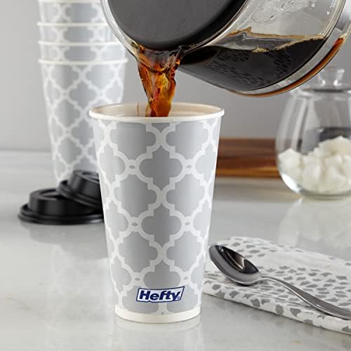 Hefty Disposable Hot Cups with Lids, Insulated Paper Coffee Cups for Tea, Cocoa and Hot Beverages, Leak Resistant Single Use Drink Cups, 16 Ounce, 20 Count - Image 5