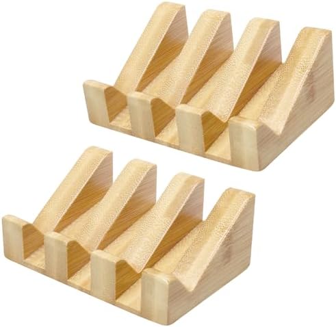Jiozermi 2 Pcs Bamboo Soap Dish,Sloped by Jiozermi