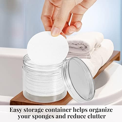 GAINWELL 50-Count Compressed Facial Sponges with Storage Container, for Facial Cleansing, Reusable Makeup Remover, Portable, Suitable for Travel, White - Image 6