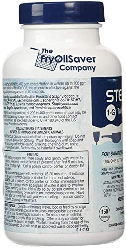 1 Bottle Steramine Sanitizer Tablets w/15x QT-10 Test Strips - Multi Purpose Steramine Sanitizing Tablets for Food Contact Surface, Kitchen, Restaurant & Commercial Use by FryOilSaver (150 Count) - Image 2