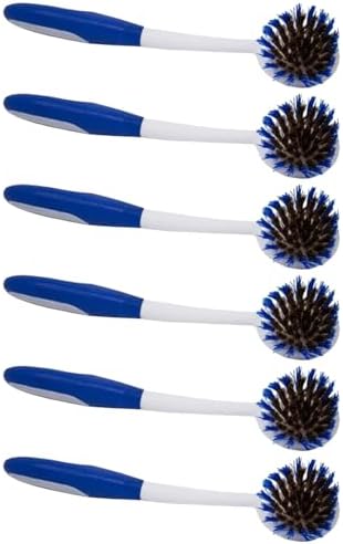 LOLA Pro Pot N' Pan Brush, 6 Pack, Abrasive Cleaning, Poly & Brass Wire Bristles, Comfort Rubber Grip, Use for Caked-On & Baked-On Messes by LolaProducts