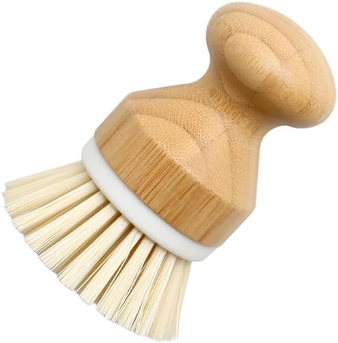 Bamboo Dish Scrub Brush with Natural Bristles by Mechra – Eco-Friendly Kitchen Cleaning Brush, Ergonomic Wooden Handle for Dishwashing, Pots, Pans & Sink Scrubbing by Mechra