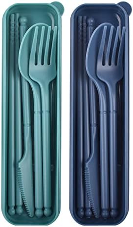Portable Utensils Set with Case, 2 Sets Camping Travel Utensils Set by NANAOUS