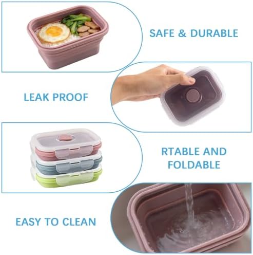 6 Pcs Silicone Food Containers 11.8 oz Collapsible Storage Containers with Airtight Lids Stacking Meal Prep Lunch Leftover Food fruits Storage Foldable Box for Freezer Microwave Dishwasher Safe - Image 3