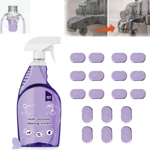 Cleaning Spray with Concentrated Cleaning Tablets, Multi Purpose Cleaning System, Cleaner for Instant Stain Removal (18 pcs) by Unknown