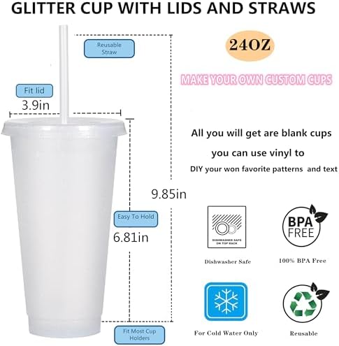 Suertestarry Tumbler with Straw and Lid,Water Bottle Iced Coffee Travel Mug Cup,Reusable Plastic Cups,Perfect for Parties,Birthdays,24oz-5 Pack (White, 5pack) - Image 2