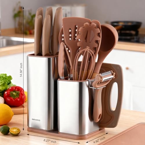 RAXCO Utensil Sets,18-Piece Silicone Cooking Utensils and Knife Set,Mousse - Image 2