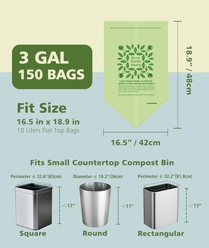 AYOTEE 150 Bags Compostable Trash Bags 3 Gallon Trash Bag, Compostable Bags - Image 6
