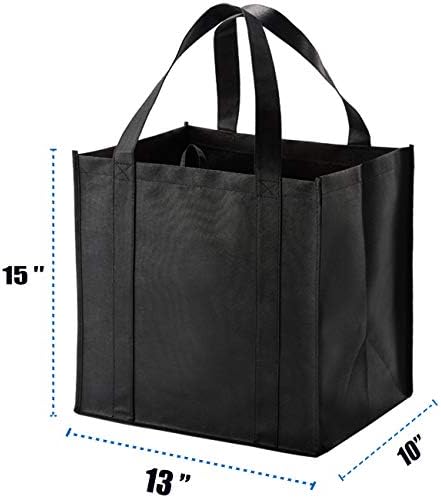 NERUB 10 Pack Reusable Reinforced Handle Grocery Bags - Heavy Duty Large Shopping Totes with Thick Plastic Bottom can hold 40 lbs - Image 2