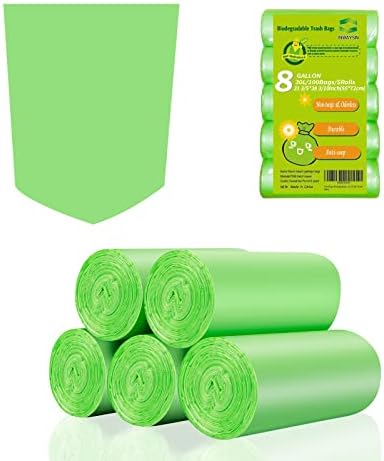Inwaysin Medium Compostable Trash Bags - 8 Gallon, 30L (Clear Green, 20 Count Pack of 5) - Budget-Friendly Replacement for Simple Human H/J/G Trash Bags by Inwaysin