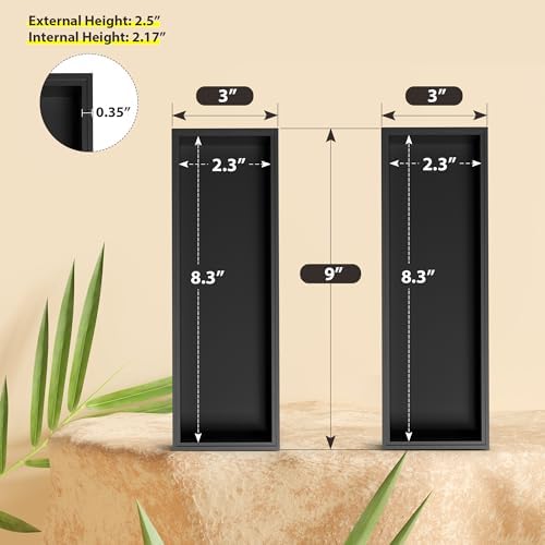 Bamboo Kitchen Drawer Organizer, 2-Pack, 9" x 3" x 2.5", Black - Image 2